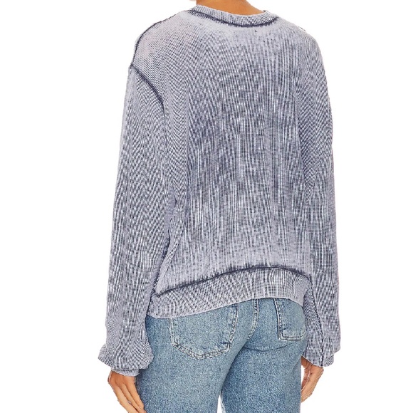 NWT Michael Lauren Exon Crop Crew Pullover Dark Navy Burnout (Size S) - Picture 2 of 5